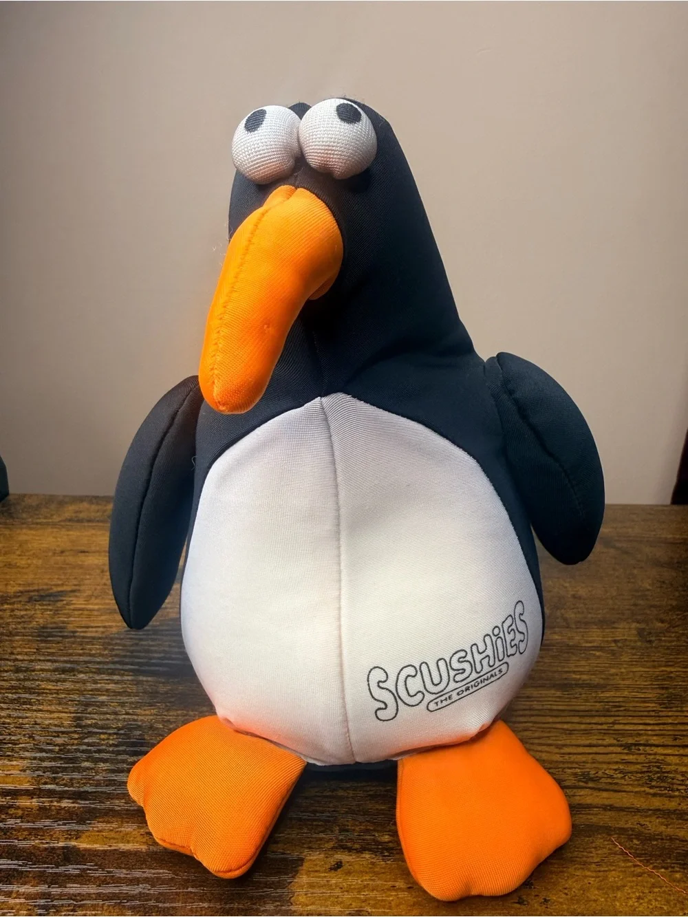 Scushies Black & White Plush Penguin with Orange Beak and Feet